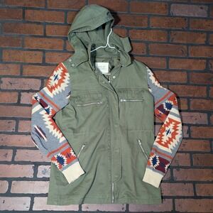 Thread & Supply S Aztec Knit Canvas Hybrid Hooded Full Zip Jacket